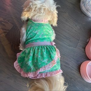 Green and Pink Flamingo Dog Dress